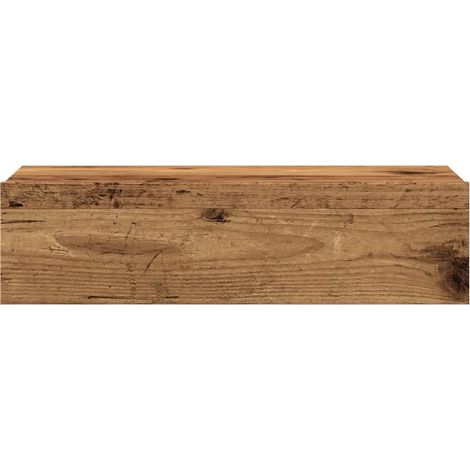 Lot de 2 meubles TV avec éclairage LED pratique rangement mural 60 x 35 x 15 cm en bois d'ingénierie vieux bois