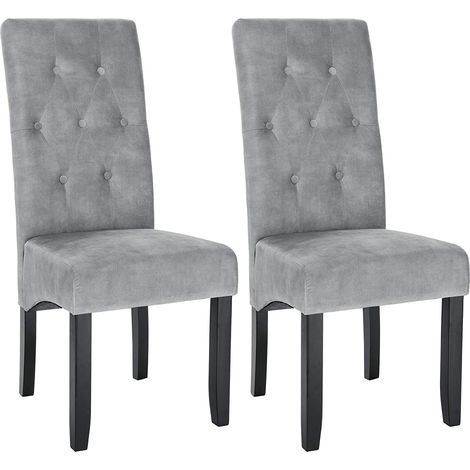 Woltu – Lot de 2 chaises de salle à manger en velours gris clair – Pieds en bois massif – Hauteur totale 107 cm – Confort ergonomique (1/4)