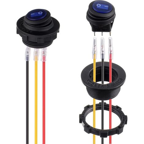 bleu rond LED interrupteur à bascule boîtier étanche 3 broches 12V20A pour voiture Yacht rénovation d'appareils ménagers (2 pièces) (1/5)