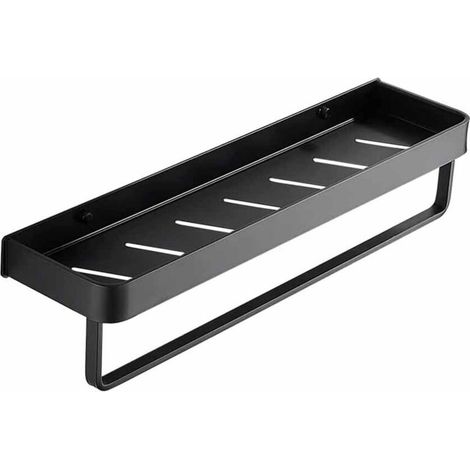 Étagère d'angle de salle de bain en aluminium pour ranger le shampoing et le gel -DOUche, avec drainage, crochets et porte-serviettes, permettant de gagner de la place (30 cm).-DOU