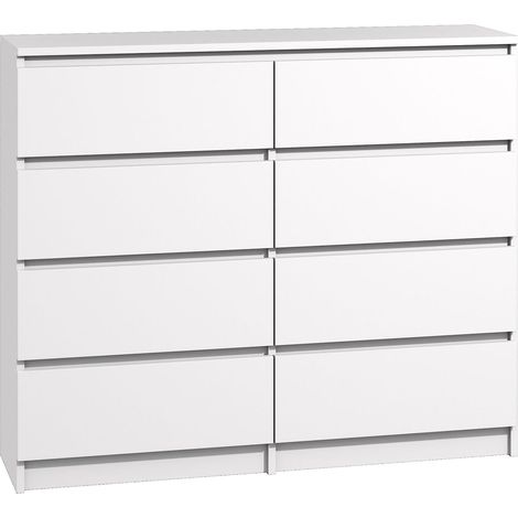 Kommode mit 8 Schubladen 120 weiß Sideboard Bella (1/4)