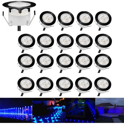10 Spot LED Eclairage Extérieur Encastrable Sol Terrasse Bois,45mm Spots Encastré Extérieur Fait en IP67 DC12V 1W Avec Alimentation EU Pour Jardin Escalier Patio RGB (1/5)