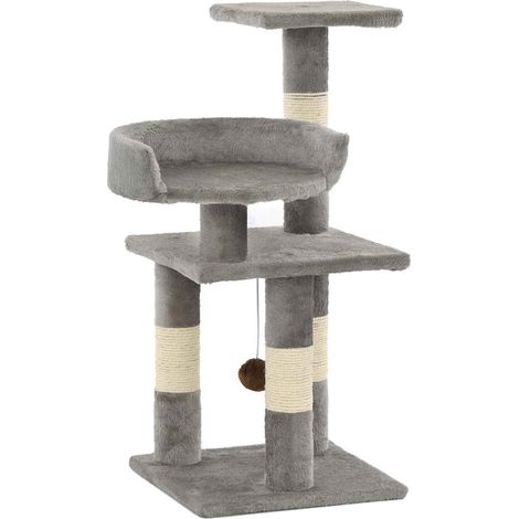 vidaXL Albero per Gatti con Tiragraffi in Sisal 65 cm Grigio