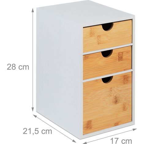 Organizer con cassetti pratico moderno scrivania portaoggetti 30 x 25 x 15 cm in MDF bianco 130014440
