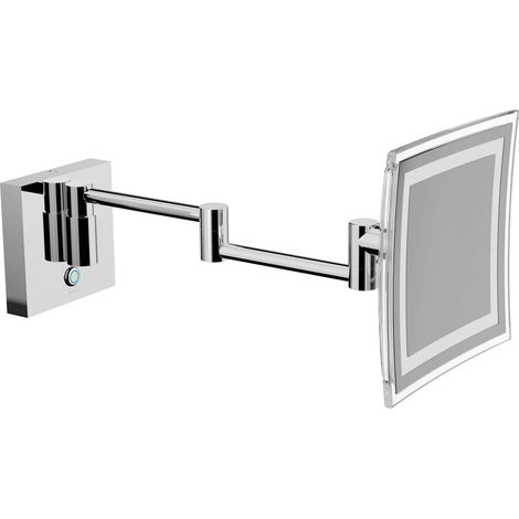 Inda - Specchio ingranditore quadro 3x a parete snodato con luce