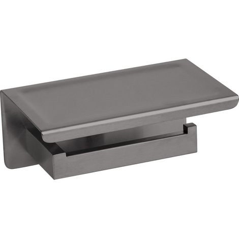 porte-papier toilette avec étagère en acier inox anthracite Gun Metal - dérouleur QARX inoxydable - support papier WC en métal (1/2)