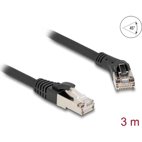 Delock Cable de red RJ45 Cat.8.1 S/FTP macho 45Â° en Ã¡ngulo recto a macho recto hasta 40 Gbps 3 m negro