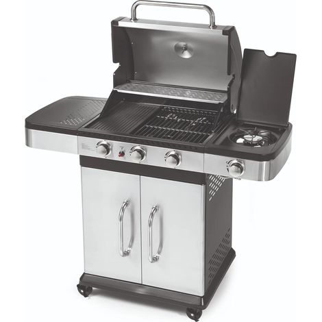 Barbecue a Gas Indianapolis 4 Ompagrill 3 Bruciatori Fornello Laterale Ruote (1/5)