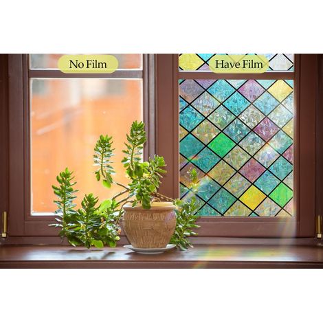 Pellicola per vetri per la privacy effetto arcobaleno 3D Pellicola oscurante per vetri 40 × 200 cm Decorativa Buona Privacy Anti UV Anti Calore Non Adesiva per Camera da letto Soggiorno Cucina (1/4)