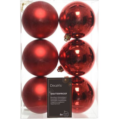 SET 6 BOLAS 8CM ROJO