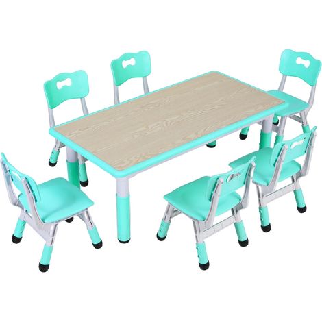 Ensemble de table pour enfants, hauteur réglable, design minimaliste, Vert clair (1/2)