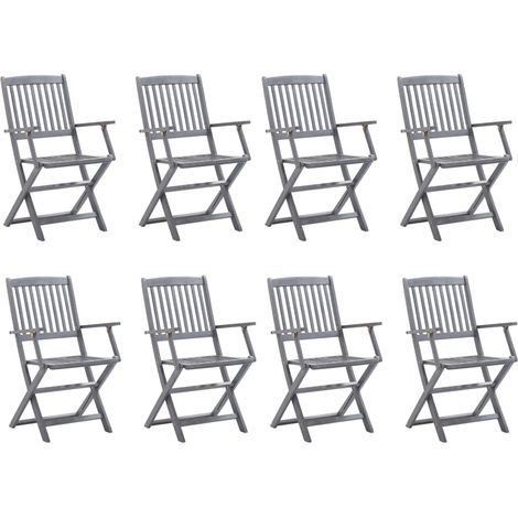 Lot de 8 Chaises de jardin pliables - Chaise d'extérieur pour terrasse/jardin Bois d'acacia solide BV704962 - BonneVie (1/5)