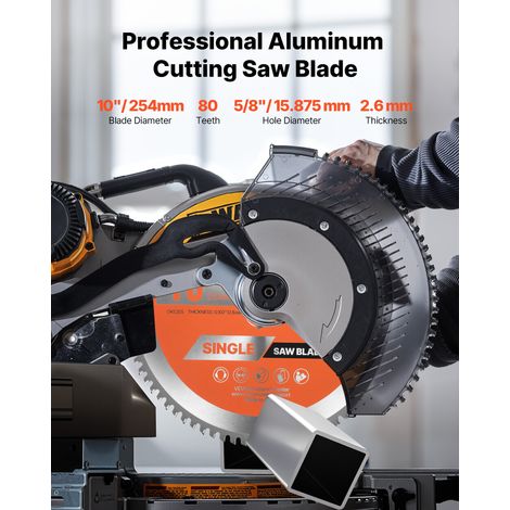 Lame de scie circulaire Ø 254 mm, lame de coupe pour scie circulaire, 80 dents alliage, arbre 15,875 mm, finition soignée, avec évents de chauffage antibruit, pour couper aluminium, acier, métal (1/5)
