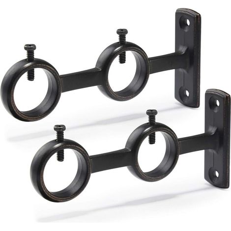 Lot de 2 supports de tringle à rideaux double crochets – Aluminium haute qualité – Profondeur 13,5 cm – Capacité jusqu'à 9 kg