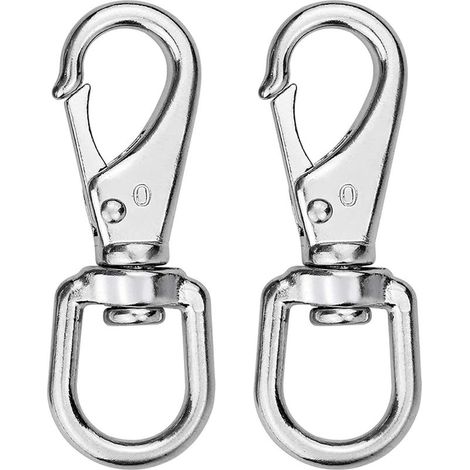 2 Pièces Mousqueton Pivotant en acier inoxydable,Longueur 69mm,360 °Mousqueton-Crochets Pivotant pour Collier de Chien,Argenté (1/5)