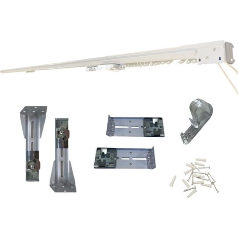 TENDAGGIMANIA Binario estensibile per Tenda - Scorritenda estensibile a parete o a soffitto - Movimento a corda - completo di viti,tasselli e supporti per il montaggio - Misura da 122 a 213 cm