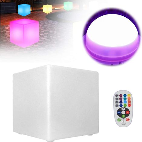 Leuchtwürfel Led Würfel Beistelltisch Leucht Sitzwürfel Gartenleuchte Design Cube Farbwechsel Bunt Dimmbar Fernbedienung Wasserdicht für Innen und Außen (30 x 30 x 30 cm) (1/5)