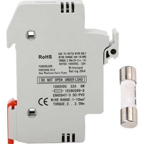 Porte-fusible solaire PV 1P 32A 1000VDC, Kit photovoltaïque 20A pour Protection contre les courts-circuits