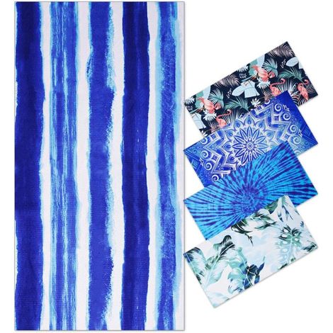 Anti-Sand Microfiber Beach Towel for Men and Women - XXL Beach Towel for Adults, Bath Towel, Beach Blanket for Swimming, Super Absorbent, 180 x 90 cm, Blue Striped