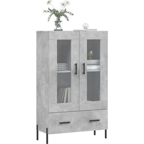 Buffet de Salle à Manger en Bois d'Ingénierie, Meuble Rangement Haut Gris Béton 69.5x31x115 cm (1/5)