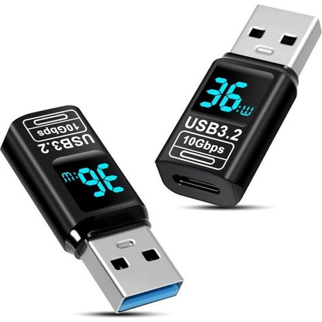Lot de 2 adaptateurs USB A vers USB C 10 Gbps USB3.2 Gen 2, type A mâle vers C 3.2 femelle, compatible avec Phone 16 Pro Max/Pad et Thunderbolt 3/4, et appareils de type C (1/5)