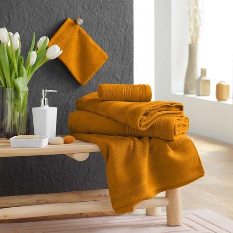 Serviette ou drap de douche 70 x 130 cm Tendresse curry (1/4)