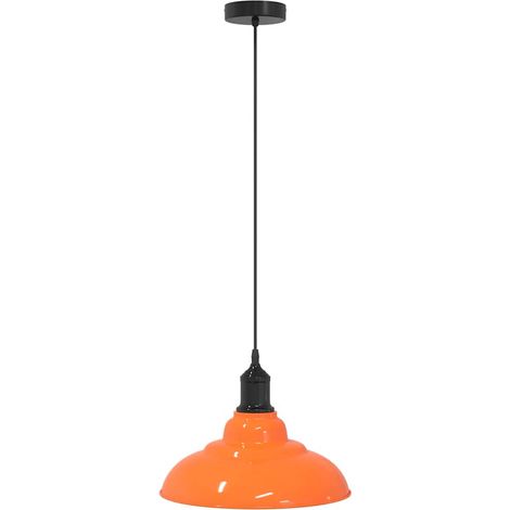 Lampe suspendue réglable hauteur E27 orange brillant métal