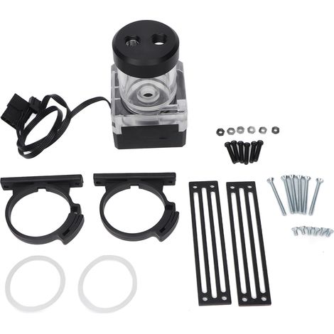 Pompe à eau 550L/H 10W 12V avec réservoir, tête de pompe 3.5m et raccord G1/4 pour refroidissement CPU rapide, système de watercooling haute performance. (1/5)