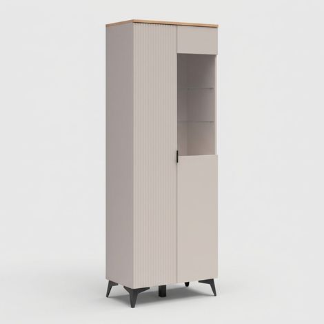 Vitrina alta para salón Velton con puerta y puerta de cristal (1/5)
