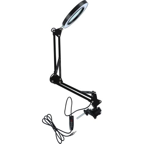 Lampe Loupe 10X avec LED, Bras Flexible et Pince Fixation, Éclairage Réglable pour Travaux de Précision (1/5)