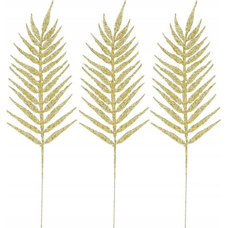 RAMO PER ALBERO DI NATALE 43 CM DECORATIVO ORNAMENTALE ADDOBBO FOGLIA ARTIFICIALE ORO (1/5)