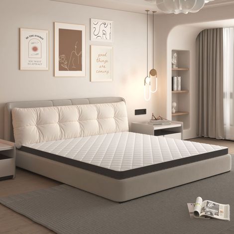 Materasso H3 90x200x7 cm in schiuma bianco/grigio, 7 zone, stile moderno per camera FloraGrace (1/5)