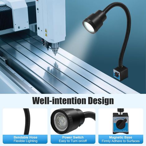 Led Magnetische Arbeitsleuchte, 220V CNC Maschinenlampe mit Magnetfuß Magnetische, LED Arbeitsleuchte Flexibel Arm Licht Nähmaschine Drehbank Fräsen Bohrmaschine Industrielle Beleuchtung (1/5)