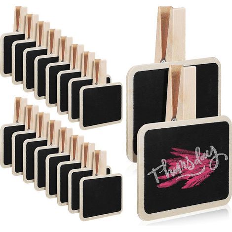 Lot de 20 mini-tableaux noirs avec pinces à photos, étiquettes et panneaux pour produits alimentaires, parfaits pour un buffet de fête.-7.80X7.00X1.50CM (1/4)