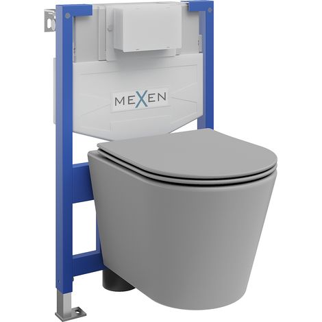 Mexen Rico conjunto empotrado WC bastidor Fenix XS-F con taza de WC y asiento de cierre suave, gris claro mate - 68030724061 (1/3)