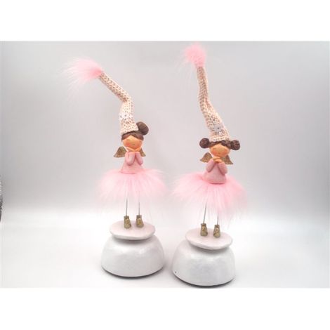 Decorazione Natalizia Bambola elfo di tessuto con Carillon colore Rosa (1/2)
