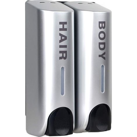 Soap Dispenser Set, for Shower Gel, Shampoo Conditioner, Wall Mounted, Holder, Silver (1/5)