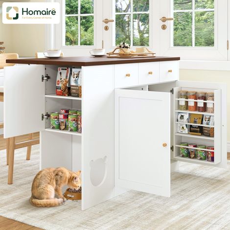 Chariot de cuisine en mdf blanc 120 x 70 x 90 cm HOMAIRE (1/5)