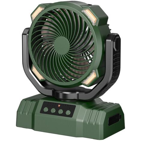 Ventilateur de camping USB 10000 mAh – Portable avec télécommande – 4 vitesses – Fonction rotation 270° – 3 modes lumière LED – Autonomie jusqu'à 30h (1/5)