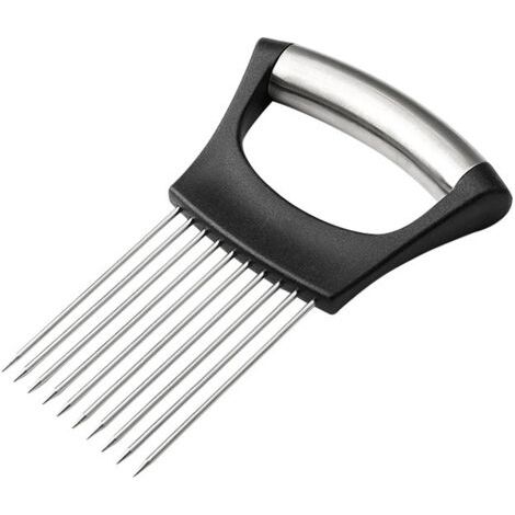Porte-tranche d'oignon en acier inoxydable, trancheuse de citron, coupe-légumes, outil de tranchage de couteau de cuisine, viande, oignon, pomme de terre, outils de cuisine à domicile de tomate (1/5)