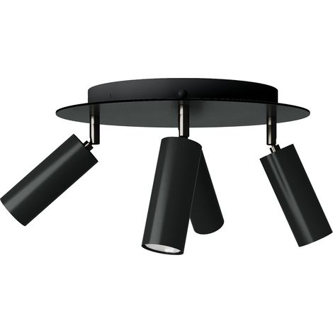 Lampada a 4 faretti con paralume Tub-E14 e Rose-One XXL rotondo  Senza lampadina - Nero