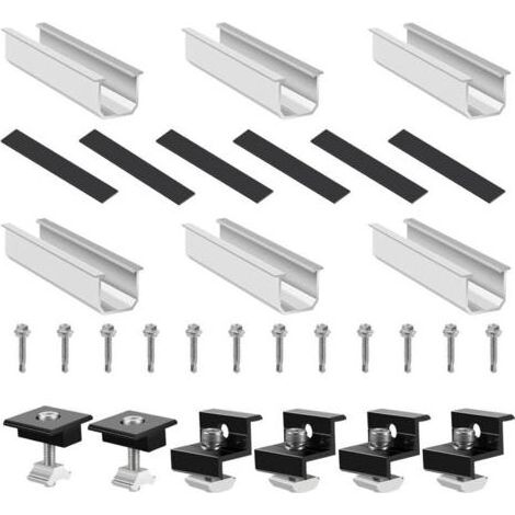 Support pour panneaux solaires réglable (30–35 mm), kit d’installation photovoltaïque pour balcon, fixation double plaque solaire avec vis et écrous inclus (1/5)