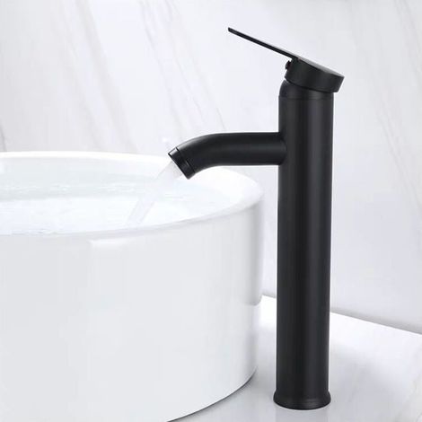 Rubinetto lavamani nero opaco - Miscelatore acqua calda/fredda per bagno