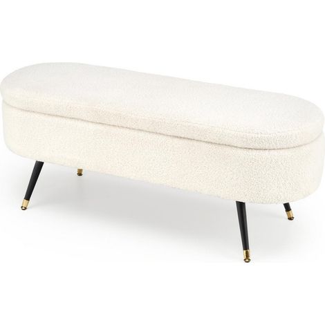 Banc couleur crème en tissu bouclé avec pieds en métal Alexandra (1/5)