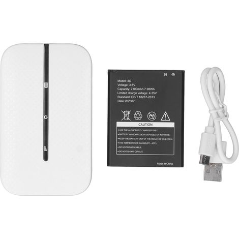 4G LTE Mobile Hotspot blanc débloqué Routeur 300Mbps 2100mAh Support 10 utilisateurs partageant avec la fente de carte SIM pour Voyage Voyage d'affaires Travail (1/5)