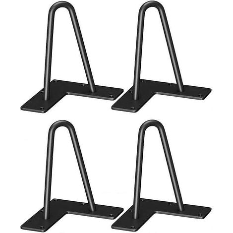 Quatre pieds de table en métal de 10 cm à monter soi-même, pieds en épingle à cheveux, 9 mm de diamètre, adaptés aux tables basses/tables à manger/armoires/penderies et autres meubles. (1/5)