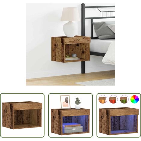 vidaXL Meuble TV LED -  Ensemble meuble TV avec LED Bois ancien 40 x 30 x 30 cm (1/5)