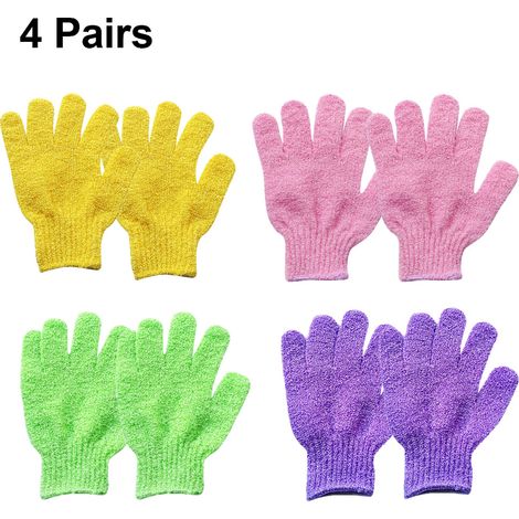 Gant De Bain Exfoliant - Double Face - Nylon - Pour Corps Visage Mains - 4 Paires (1/5)