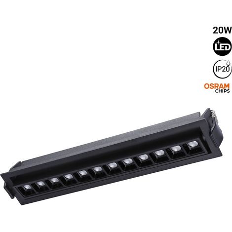 Foco Lineal LED Empotrable 20W - Orientable - UGR18 - CRI90 - - Blanco Cálido - Negro (1/5)