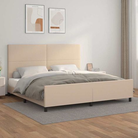 vidaXL Estructura cama sin colchón cuero sintético capuchino 200x200cm (1/5)